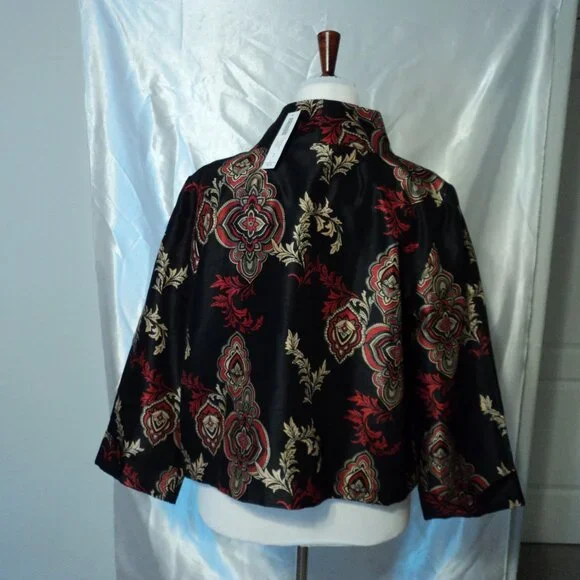 Women's Bicolor Medallion Short Jacket Pattern Black ***NWT*** - Picture 3 of 7